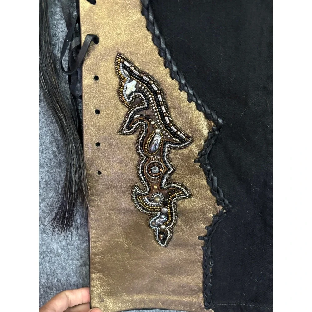 Western Couture Michelle Julene OOAK Jeans‎ Mother of Pearl Beaded Horsehair 29
